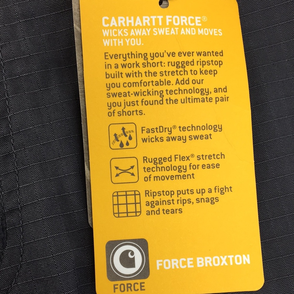 Carhartt Men’s Relaxed Fit Gray Force Broxton Cargo Short Size 30 NWT - Picture 8 of 8